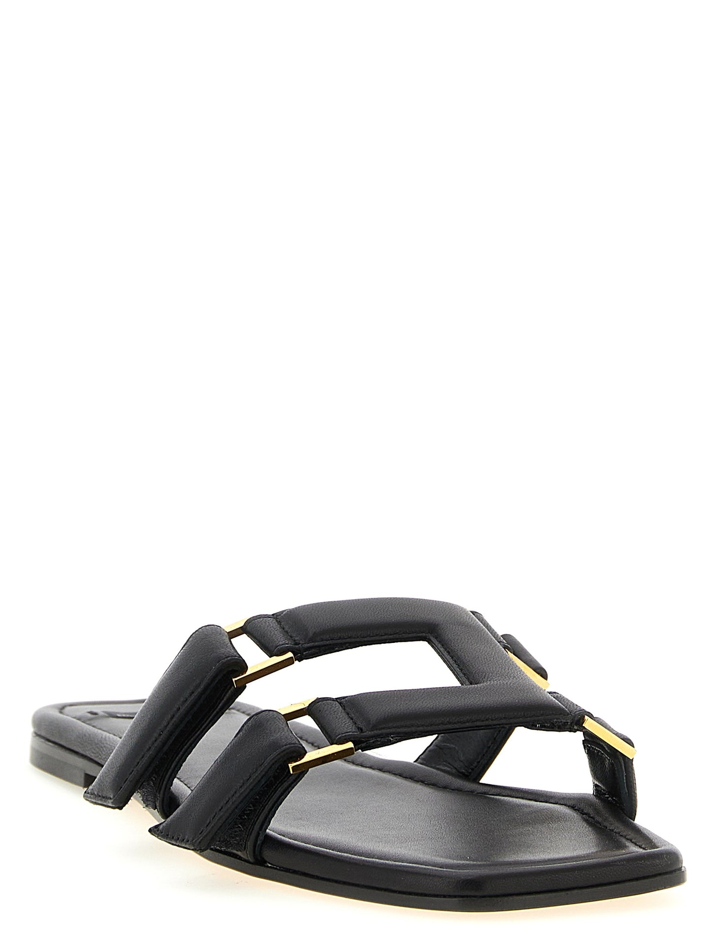 Elisabetta Franchi Black Lambskin Slides