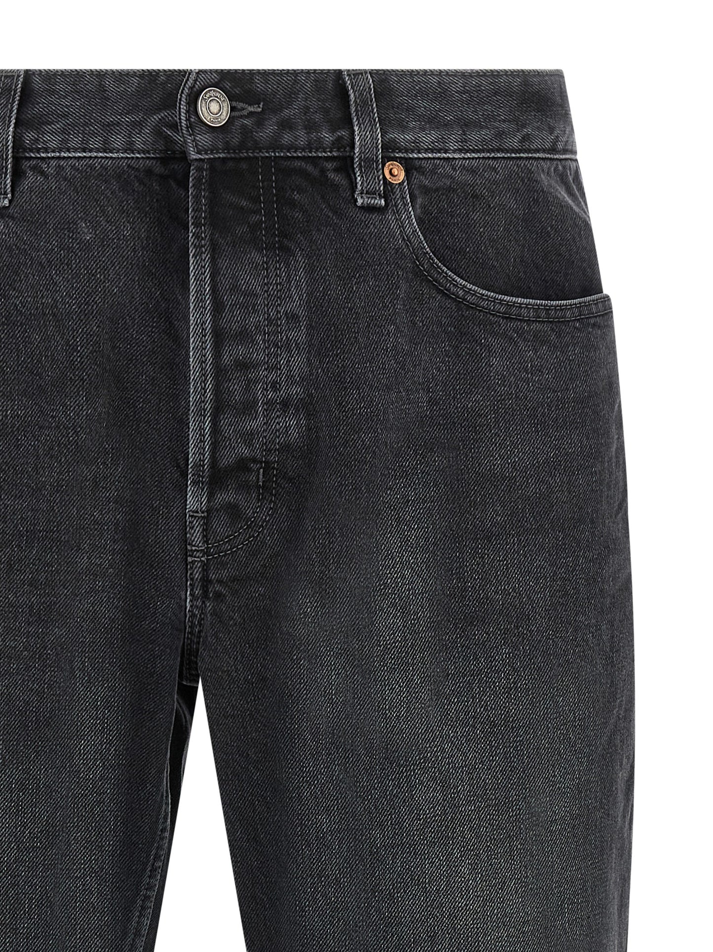 Saint Laurent Black Cotton Straight-Leg Jeans