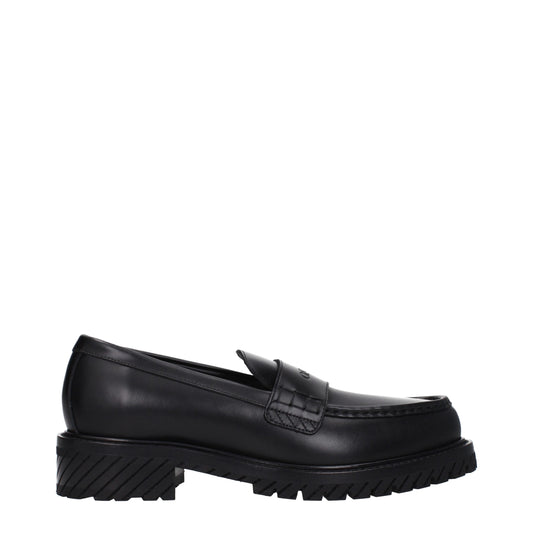Off-White Black Leather Slip-On Loafers