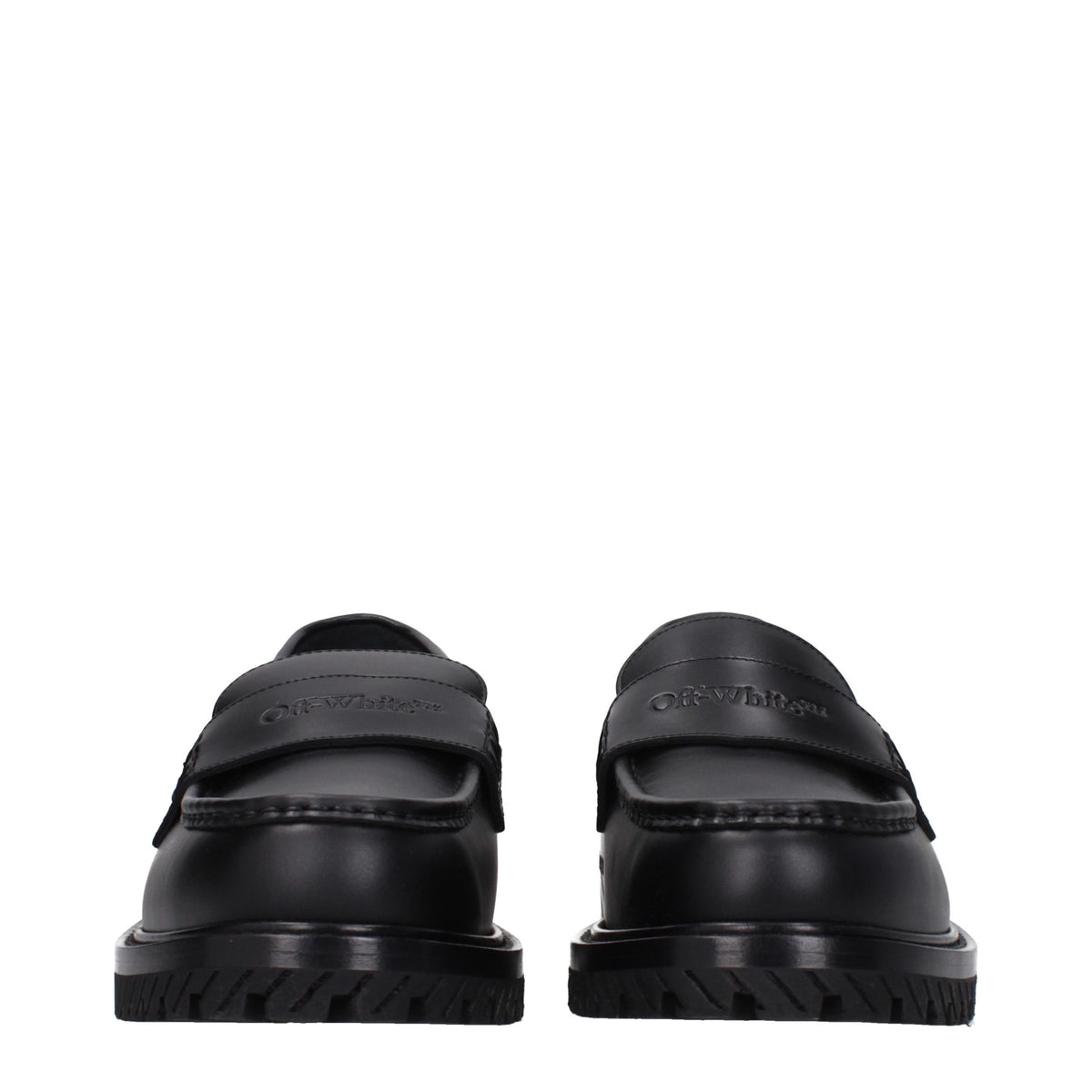 Off-White Black Leather Slip-On Loafers