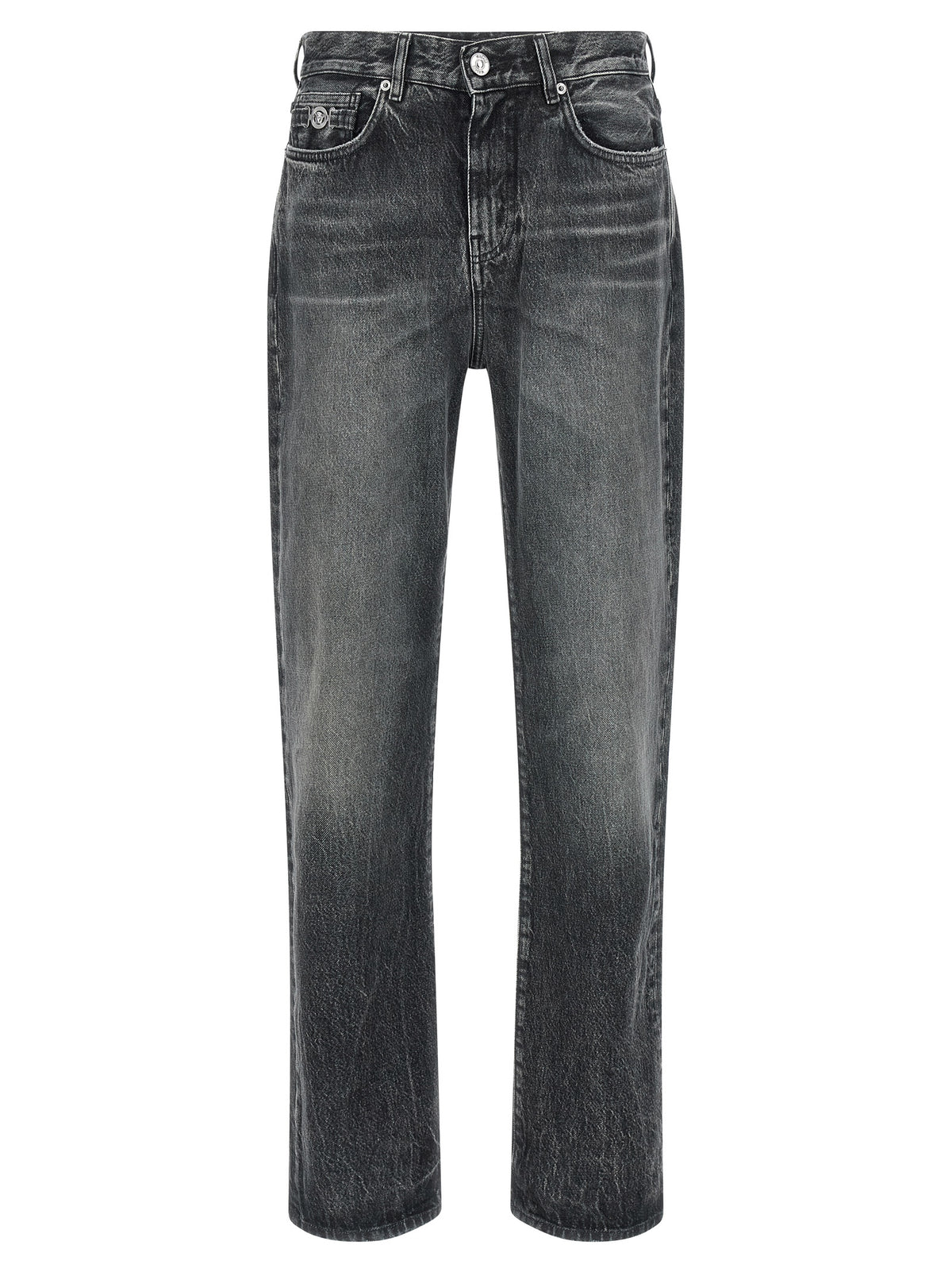 Versace Gray Cotton Straight-Leg Jeans