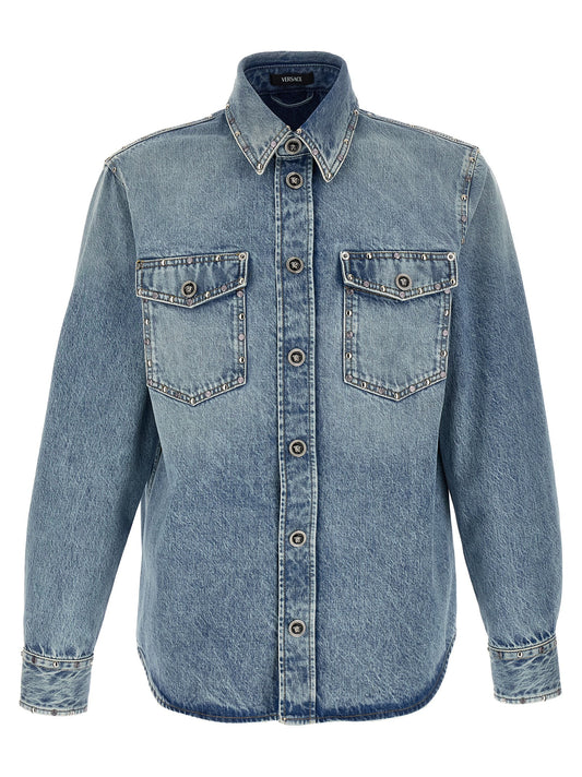 Versace Blue Cotton Blouse