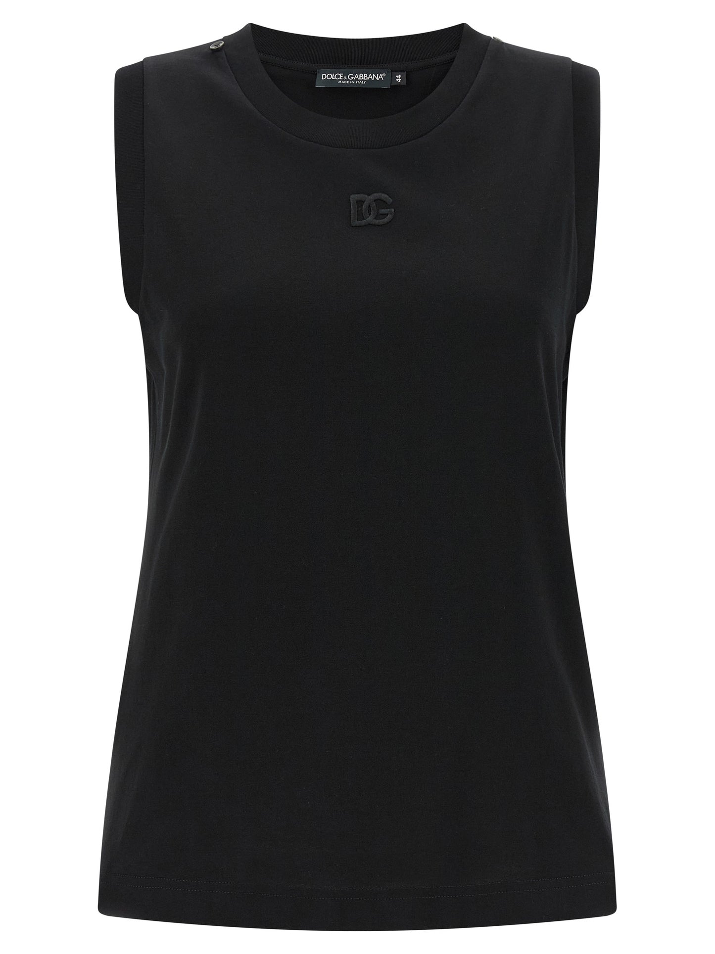 Dolce & Gabbana Black Cotton Sleeveles T-Shirt