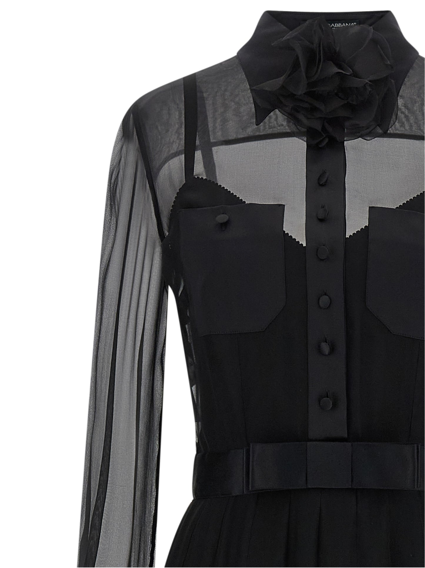 Dolce & Gabbana Black Silk Midi Dress