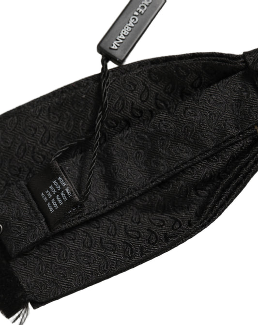 Dolce & Gabbana Men Dark Gray 100% SIlk Adjustable Neck Papillon Bow Tie