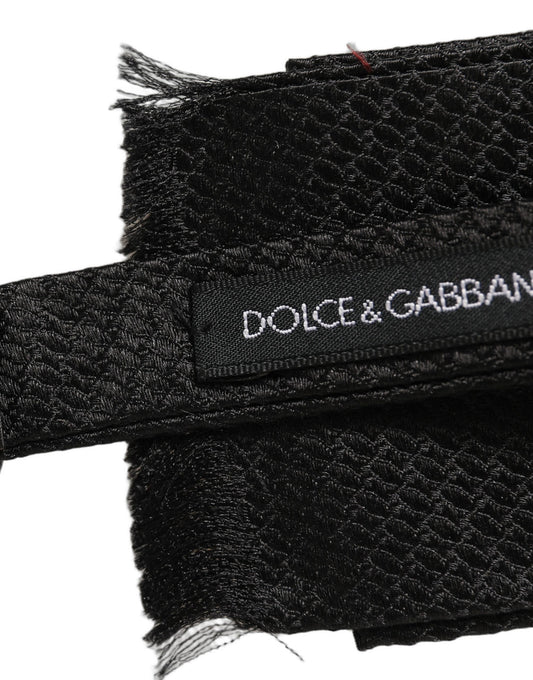 Dolce & Gabbana Men Dark Gray 100% SIlk Adjustable Neck Papillon Bow Tie