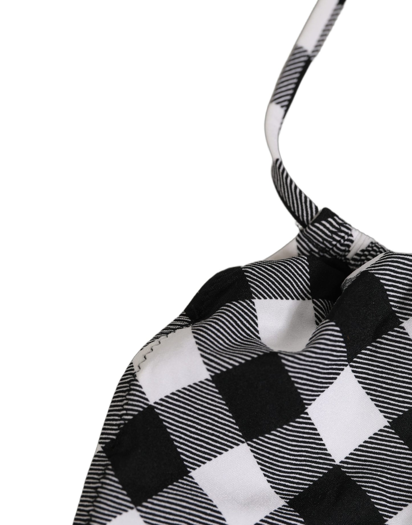 Dolce & Gabbana Black White Checkered Halter Beachwear Bikini Top