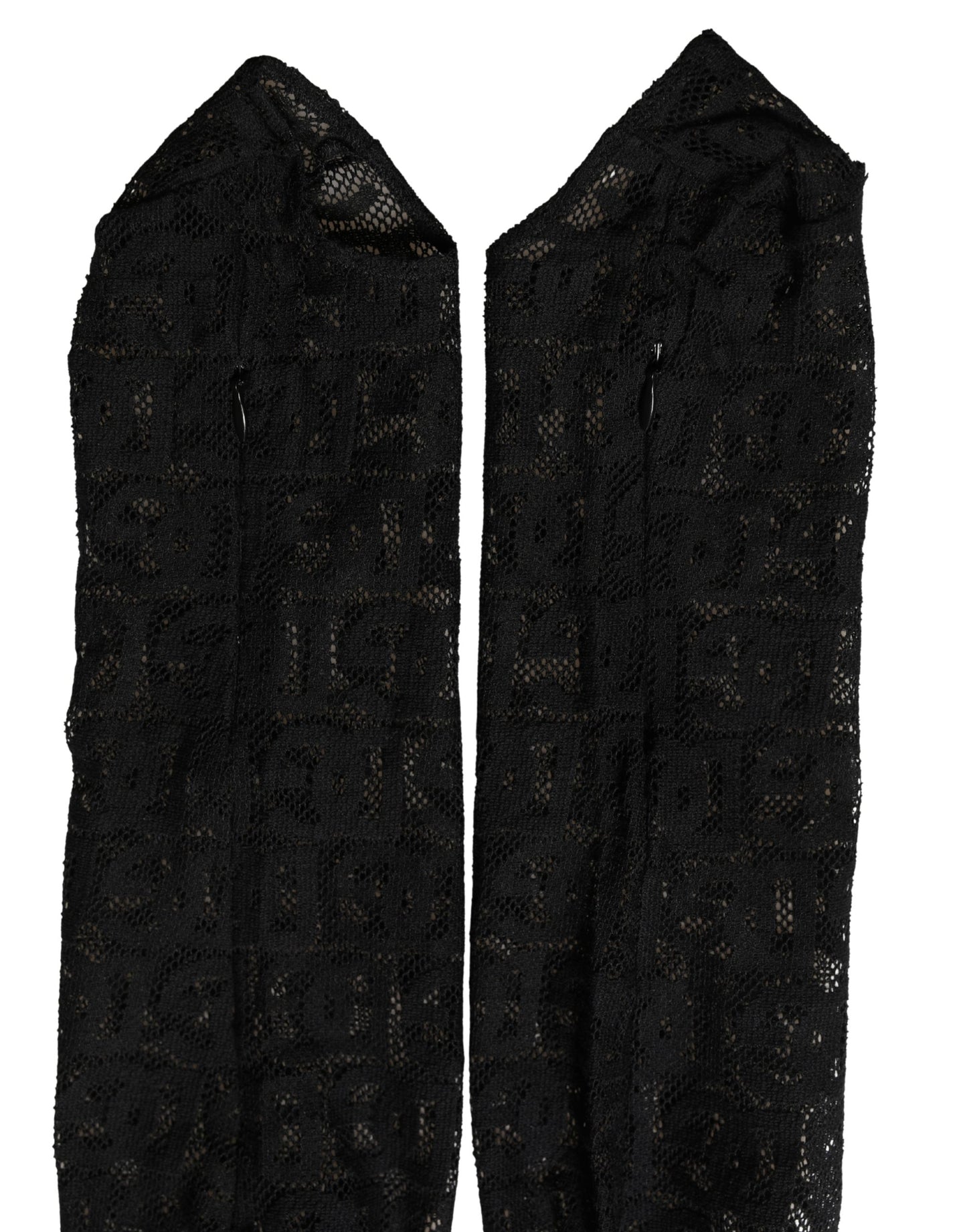Dolce & Gabbana Black DG Logo Sheer Nylon Thigh High Socks