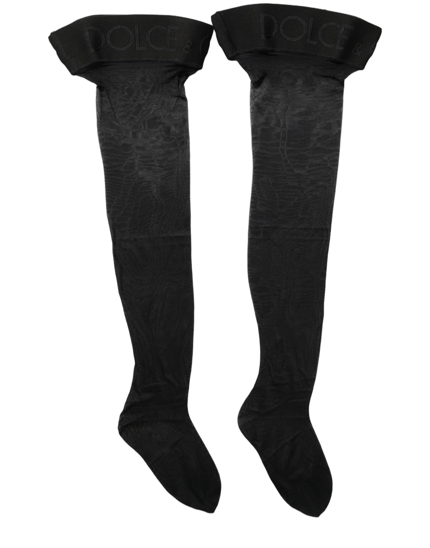 Dolce & Gabbana Black Nylon Logo Calf Long Women Accessory Socks