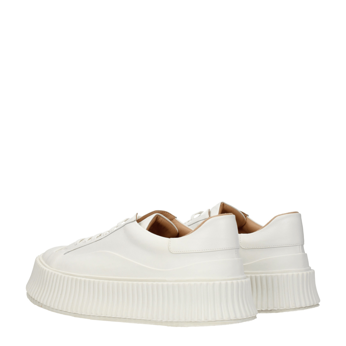 Jil Sander White Leather Platform Sneakers