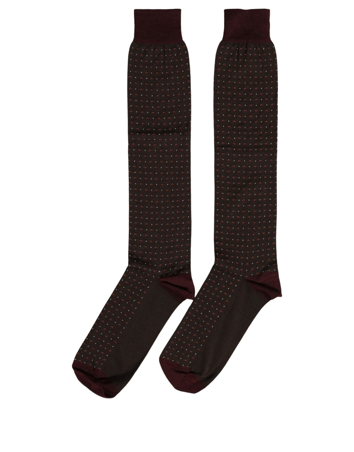 Dolce & Gabbana Burgundy Polka Dot Over The Calf Accessory Socks