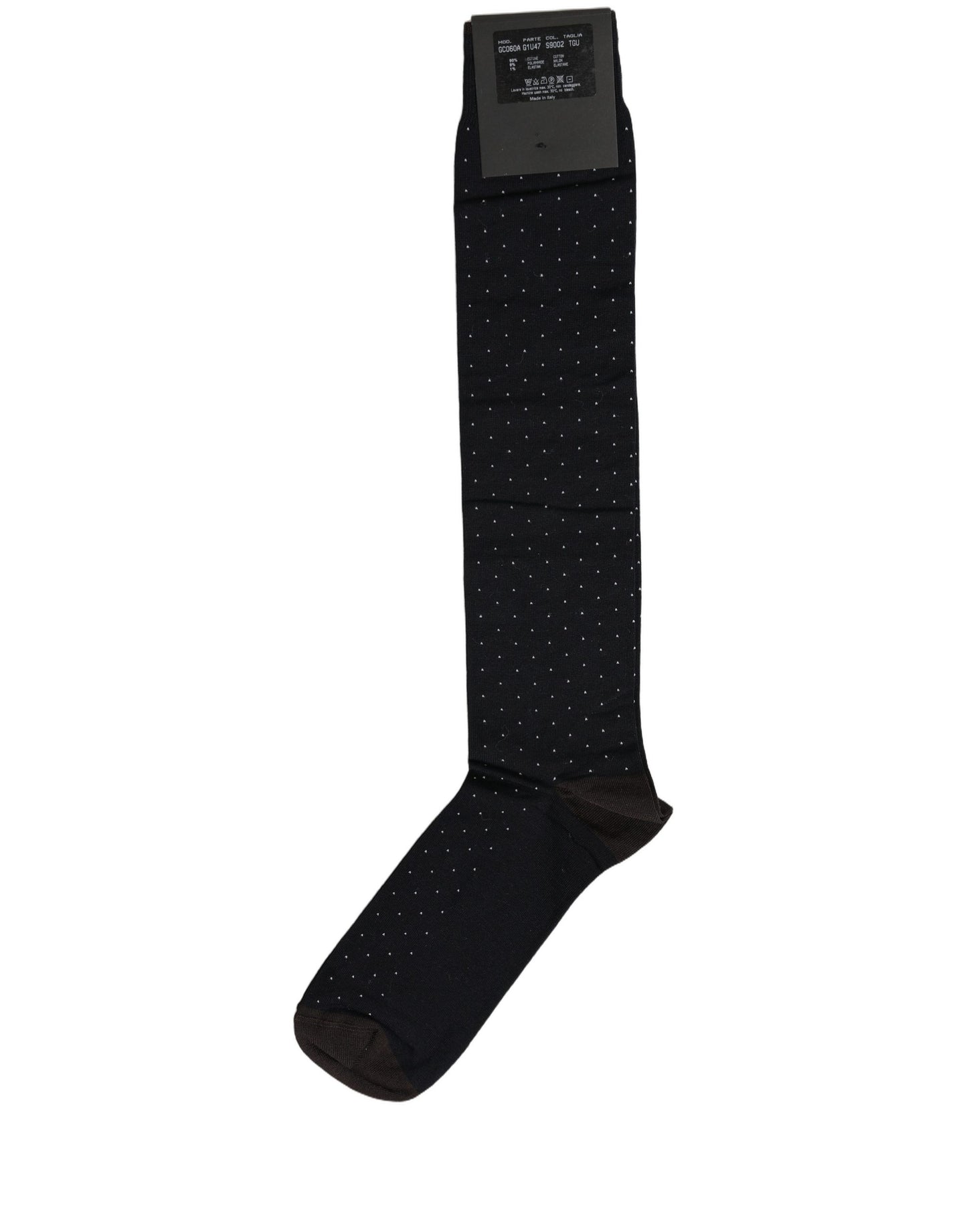 Dolce & Gabbana Men Black Cotton Polka Dot Over The Calf Socks