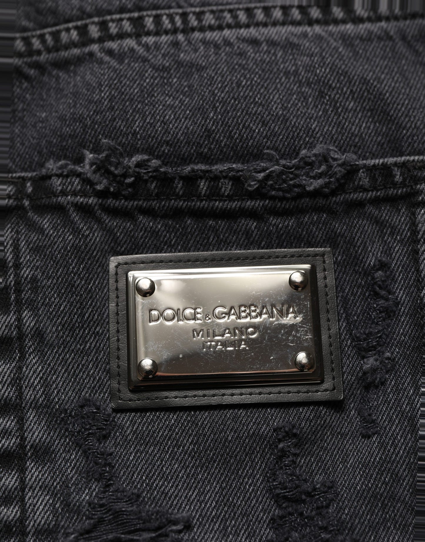 Dolce & Gabbana Dark Gray Cotton Ripped Men Denim Jeans