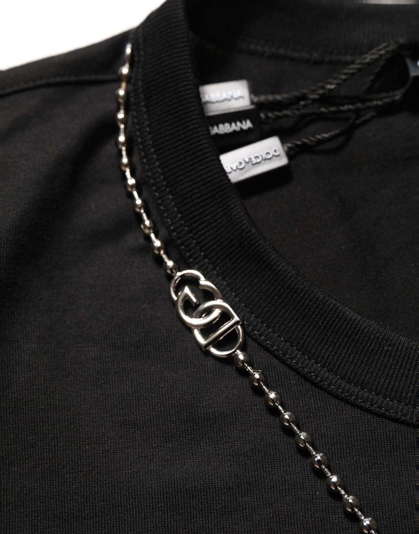 Dolce & Gabbana Black Dog Tag Short Sleeve CrewNeck T-shirt