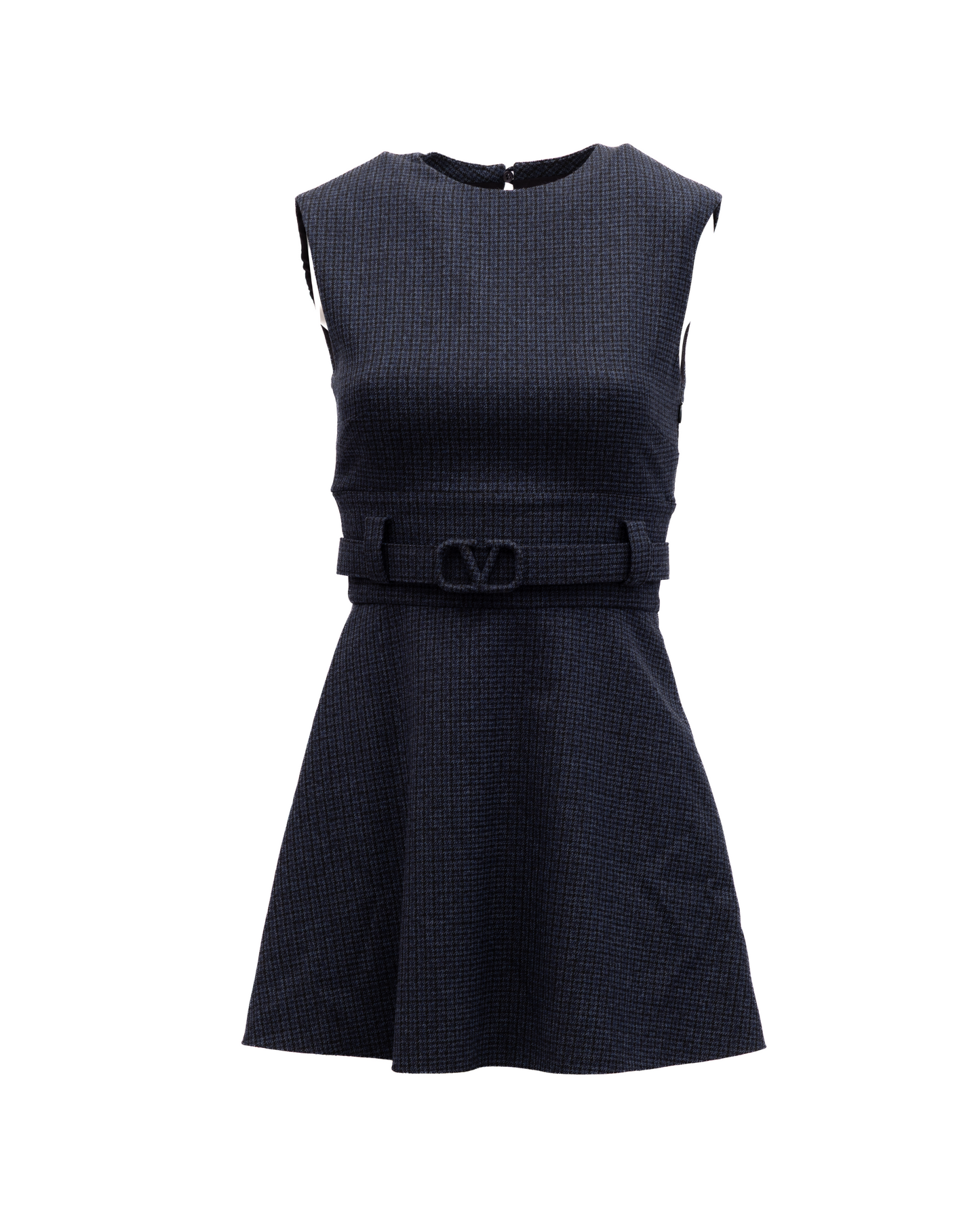 Valentino Garavani Navy Check Sleeveless Mini Dress