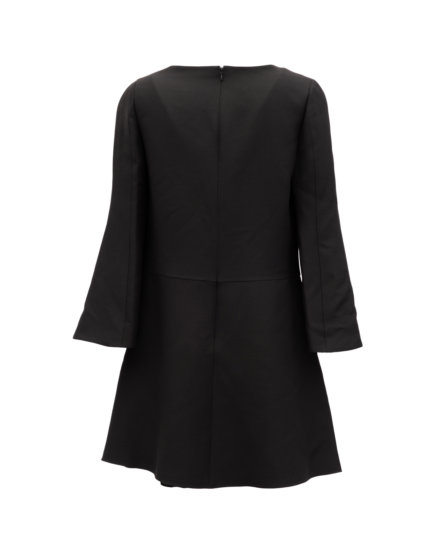 Valentino Garavani Black V-Neck Dress with Flared Sleeves