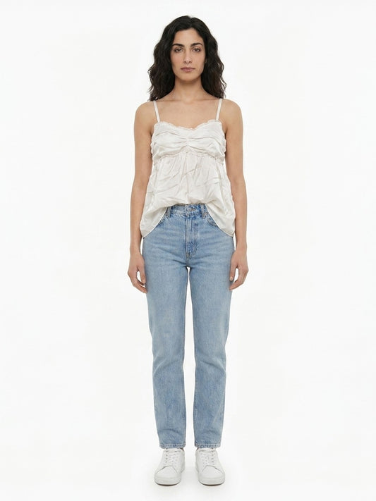 Dolce & Gabbana White Silk Sleeveles T-Shirt