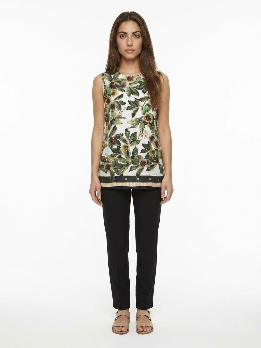 Dolce & Gabbana Multicolor Silk Sleeveles T-Shirt