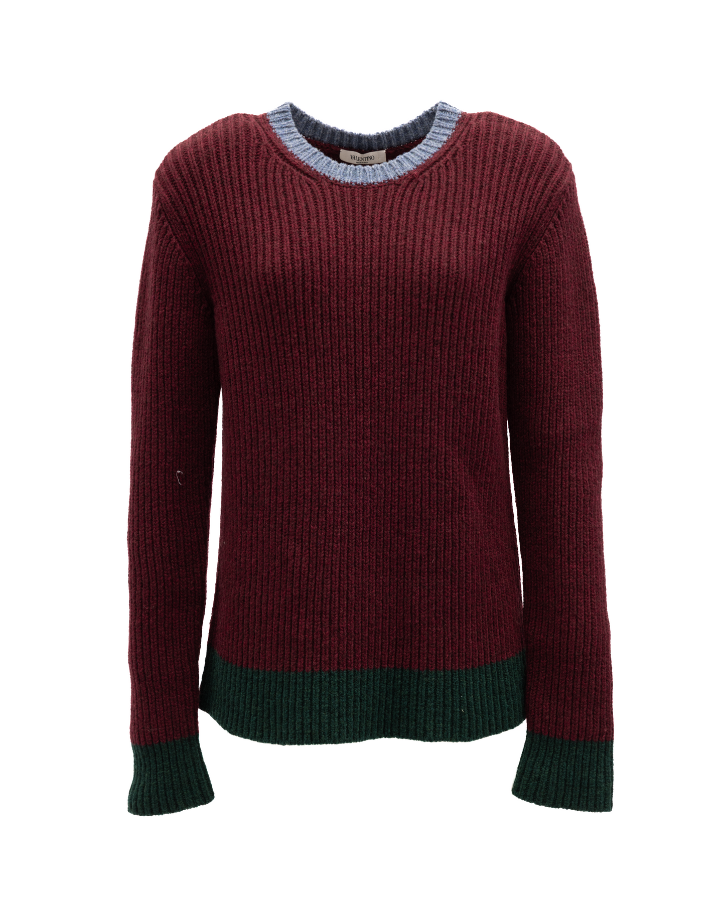 Valentino Garavani Burgundy Ribbed Knit Sweater