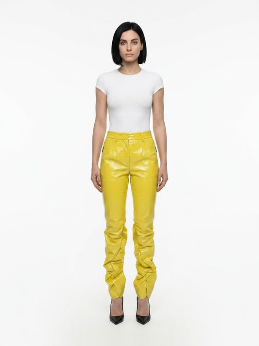 Dolce & Gabbana Yellow Leather Pants