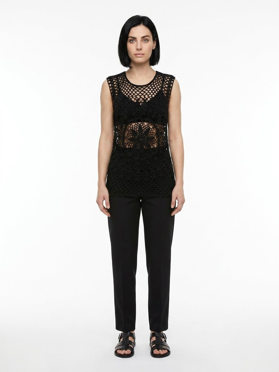 Dolce & Gabbana Black Cotton Sleeveles Sweater