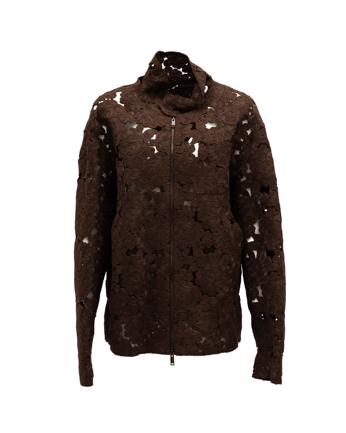 Valentino Garavani Brown Floral Lace Jacket