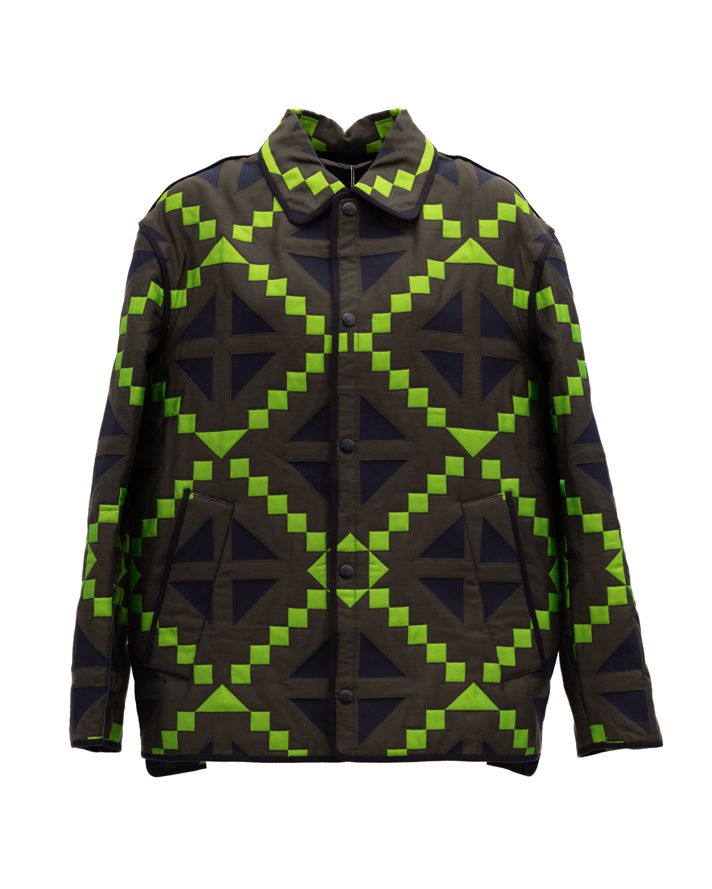 Valentino Garavani Green Geometric Button-Up Jacket