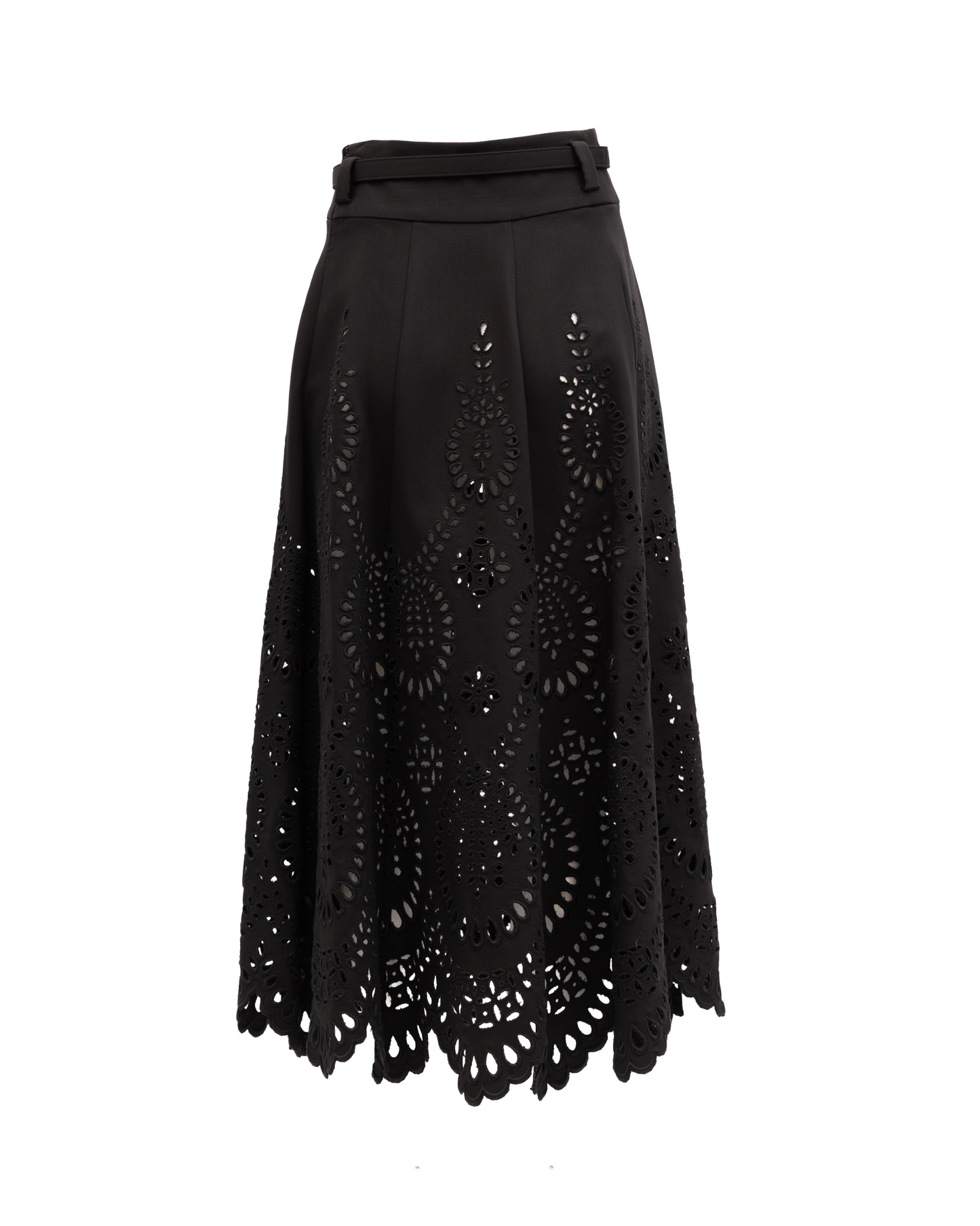 Valentino Garavani Cut-Out Floral Midi Black Skirt
