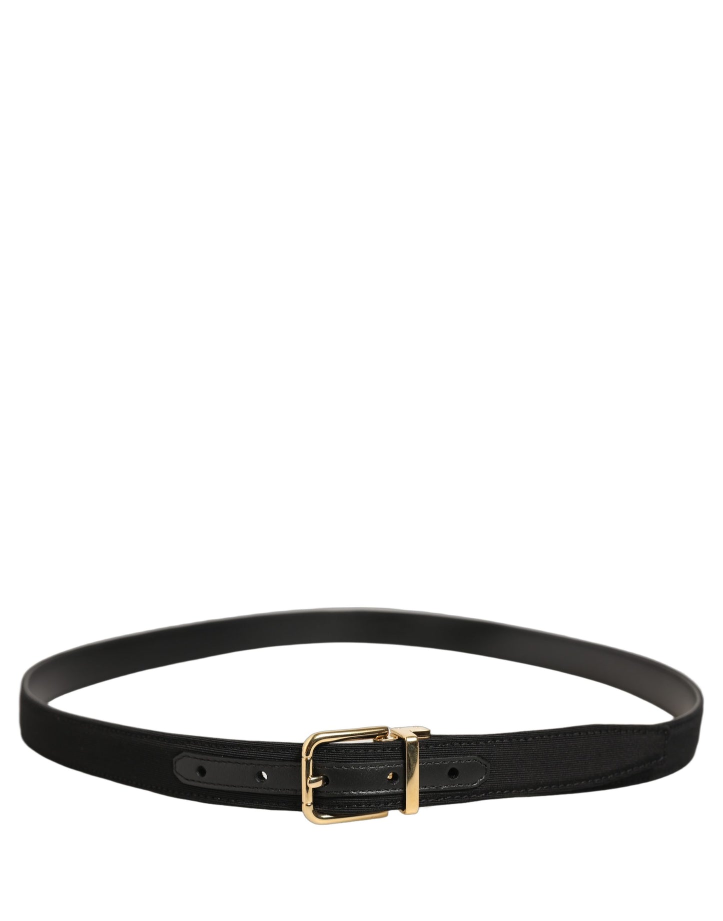 Dolce & Gabbana Black Canvas Leather Gold Metal Buckle Belt