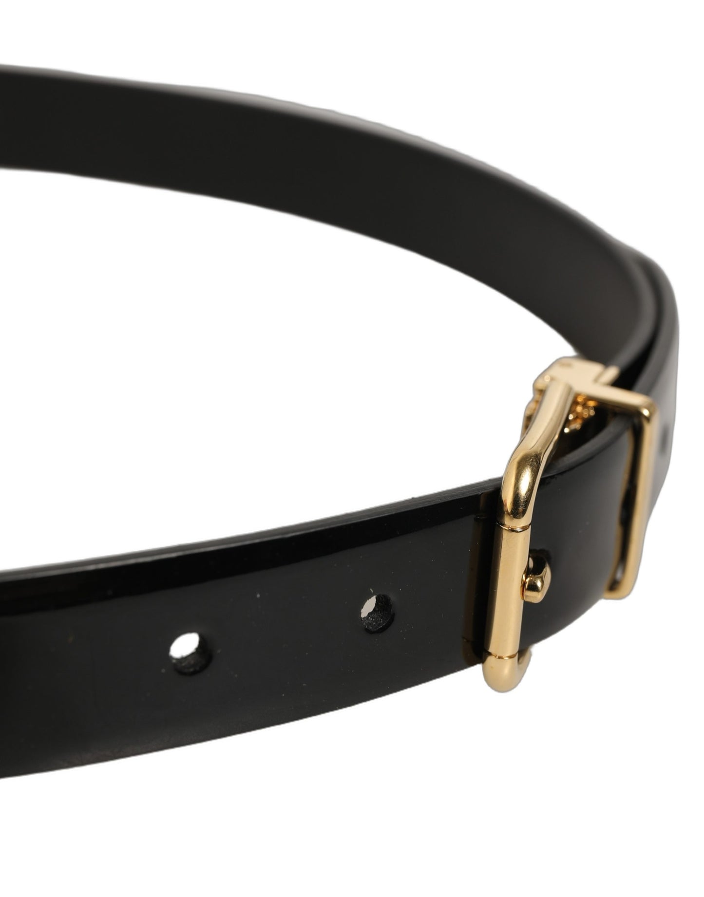 Dolce & Gabbana Black Classic Leather Gold Tone Buckle Belt