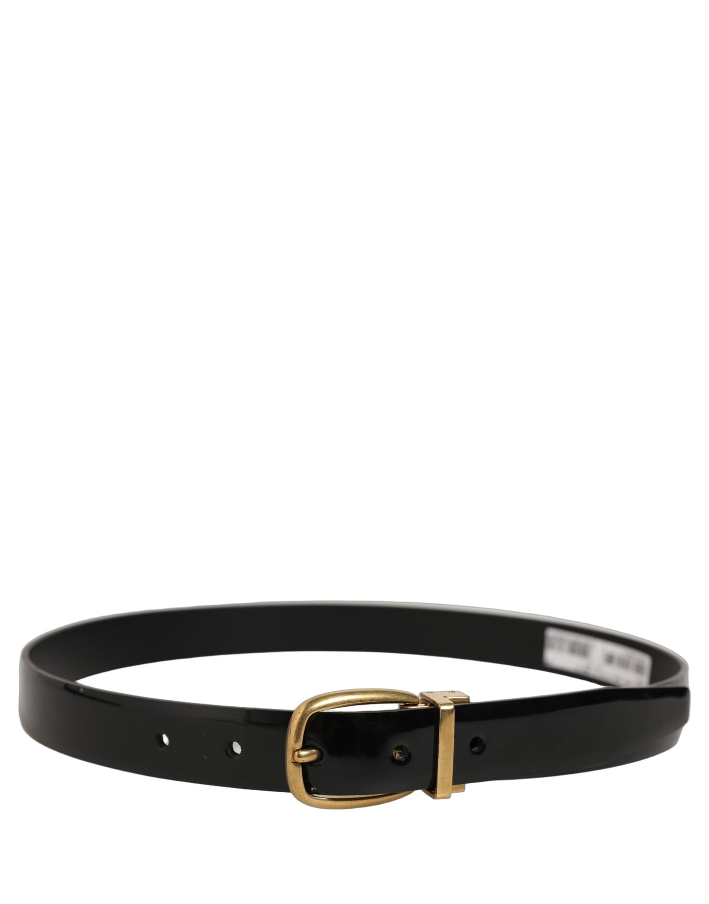 Dolce & Gabbana Black Classic Leather Gold Tone Buckle Belt