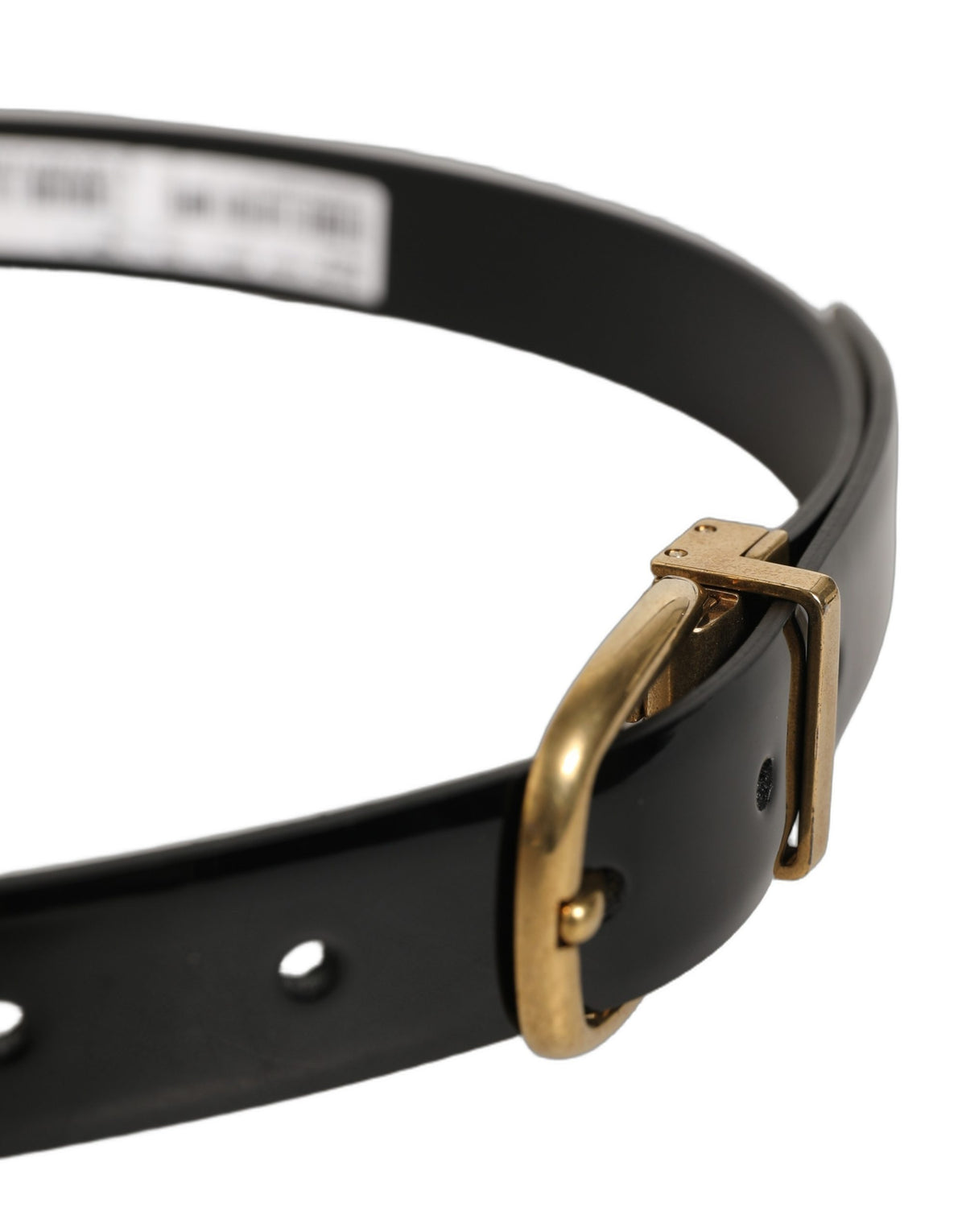 Dolce & Gabbana Black Classic Leather Gold Tone Buckle Belt