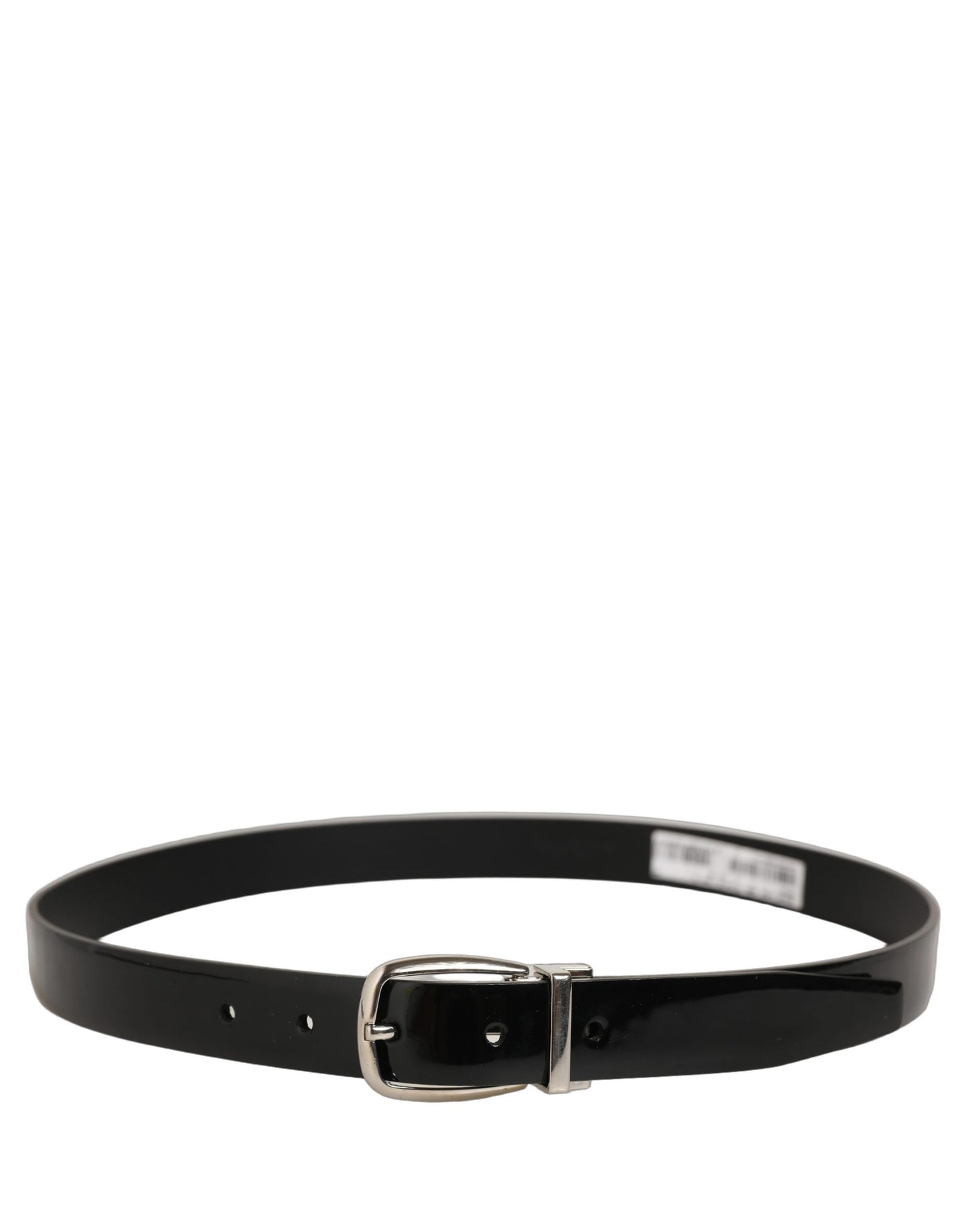 Dolce & Gabbana Black Classic Leather Silver Tone Buckle Belt