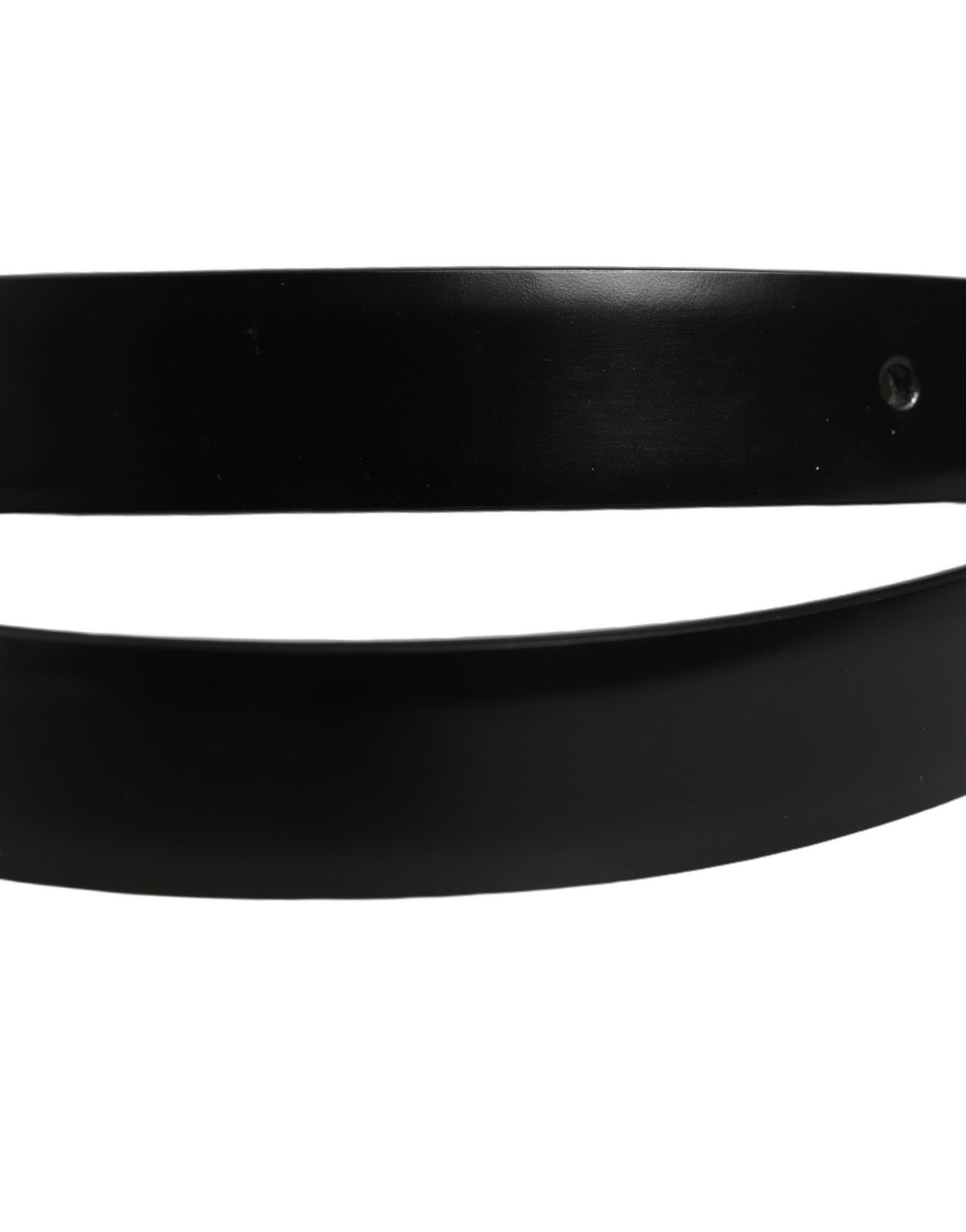 Dolce & Gabbana Black Leather Silver Tone Metal Buckle Belt