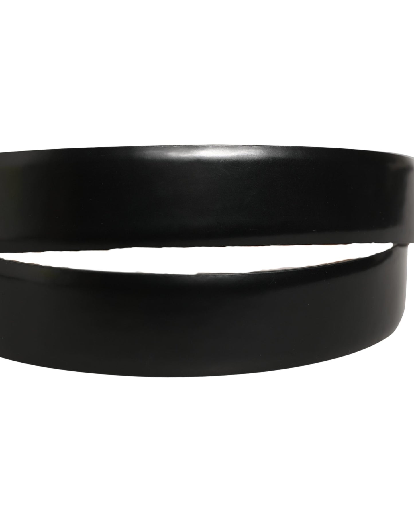 Dolce & Gabbana Black Calf Leather Silver Metal Buckle Belt