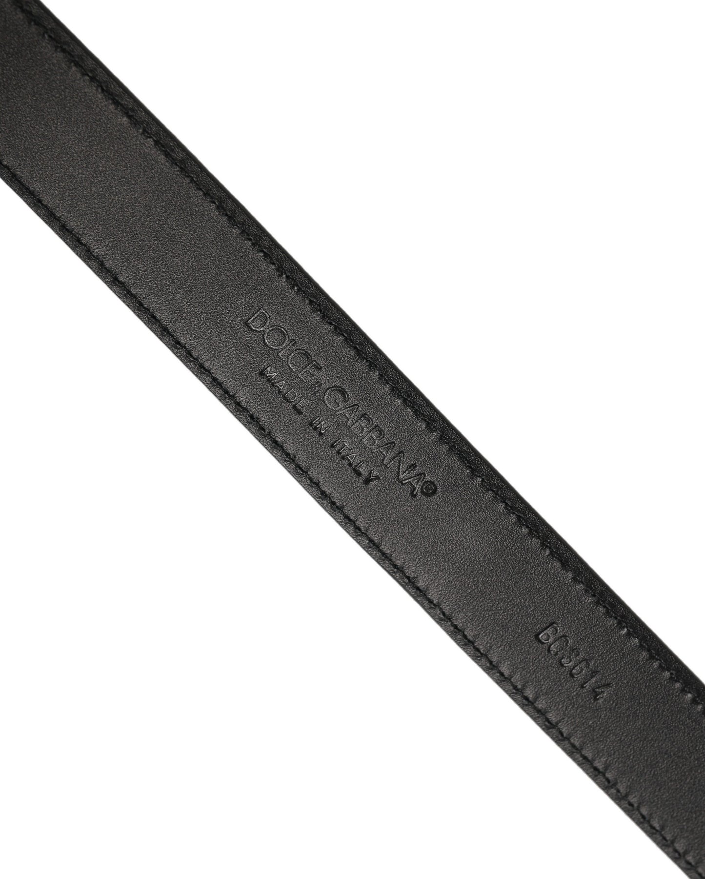 Dolce & Gabbana Men Black Leather Gold Tone Metal Buckle Belt