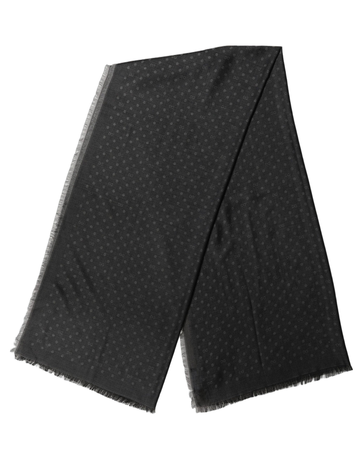 Dolce & Gabbana Men Black Viscose Polka Dot Fringe Shawl Lace Stole