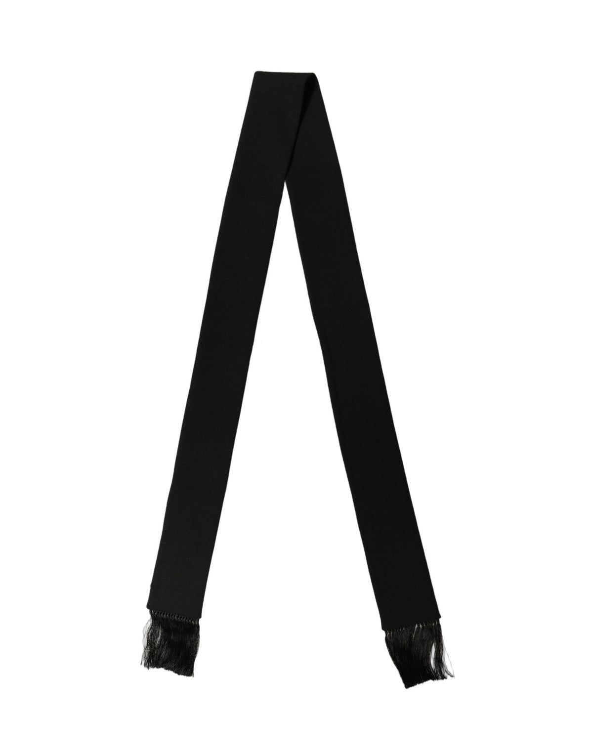 Dolce & Gabbana Men Black Wool Knitted Fringed Foulard Scarf
