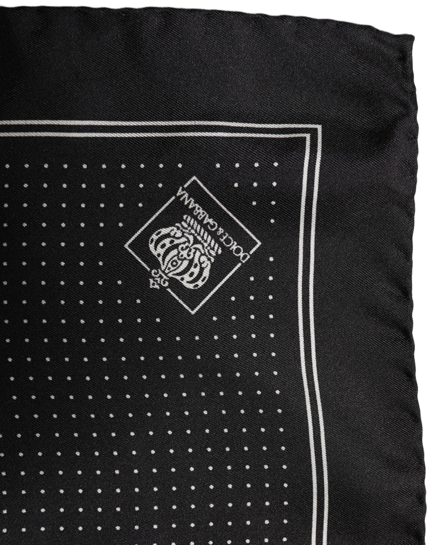 Dolce & Gabbana Black Polka Dot Pocket Square Foulard Scarf