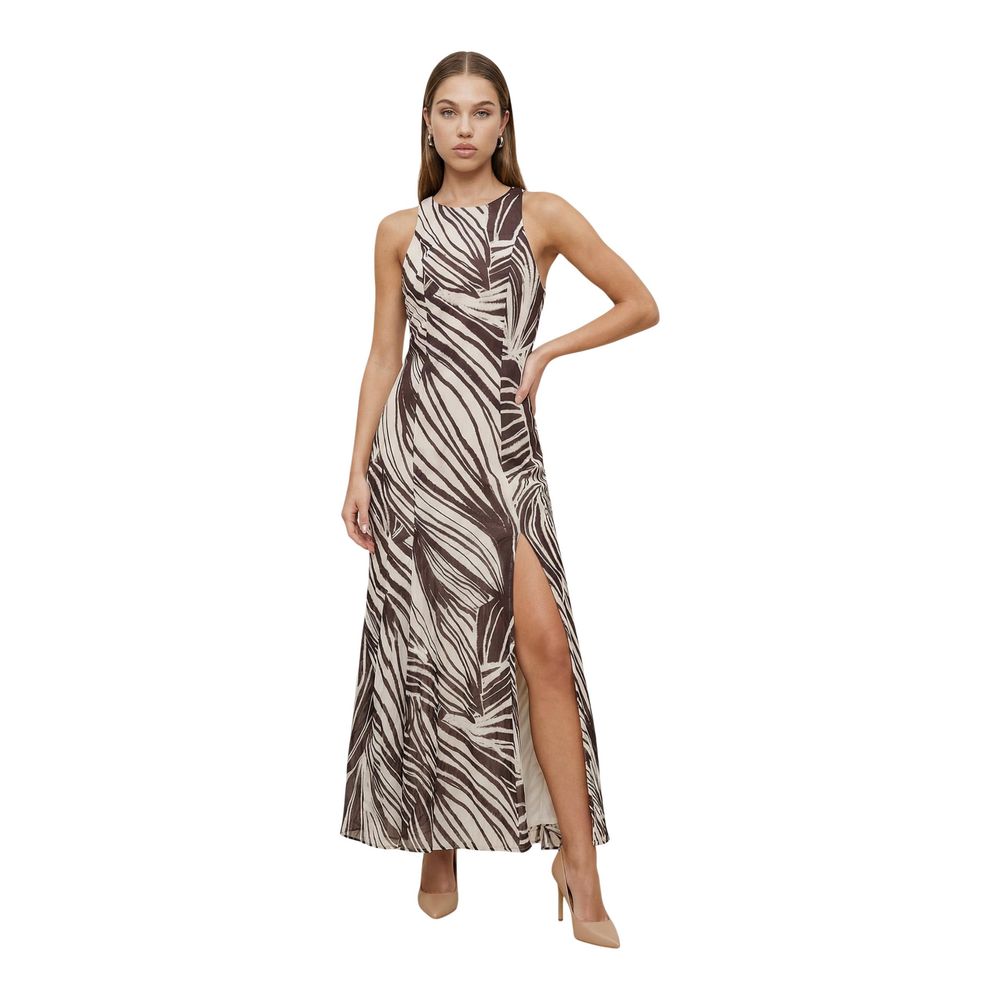 Guess Brown Polyester Long Dress