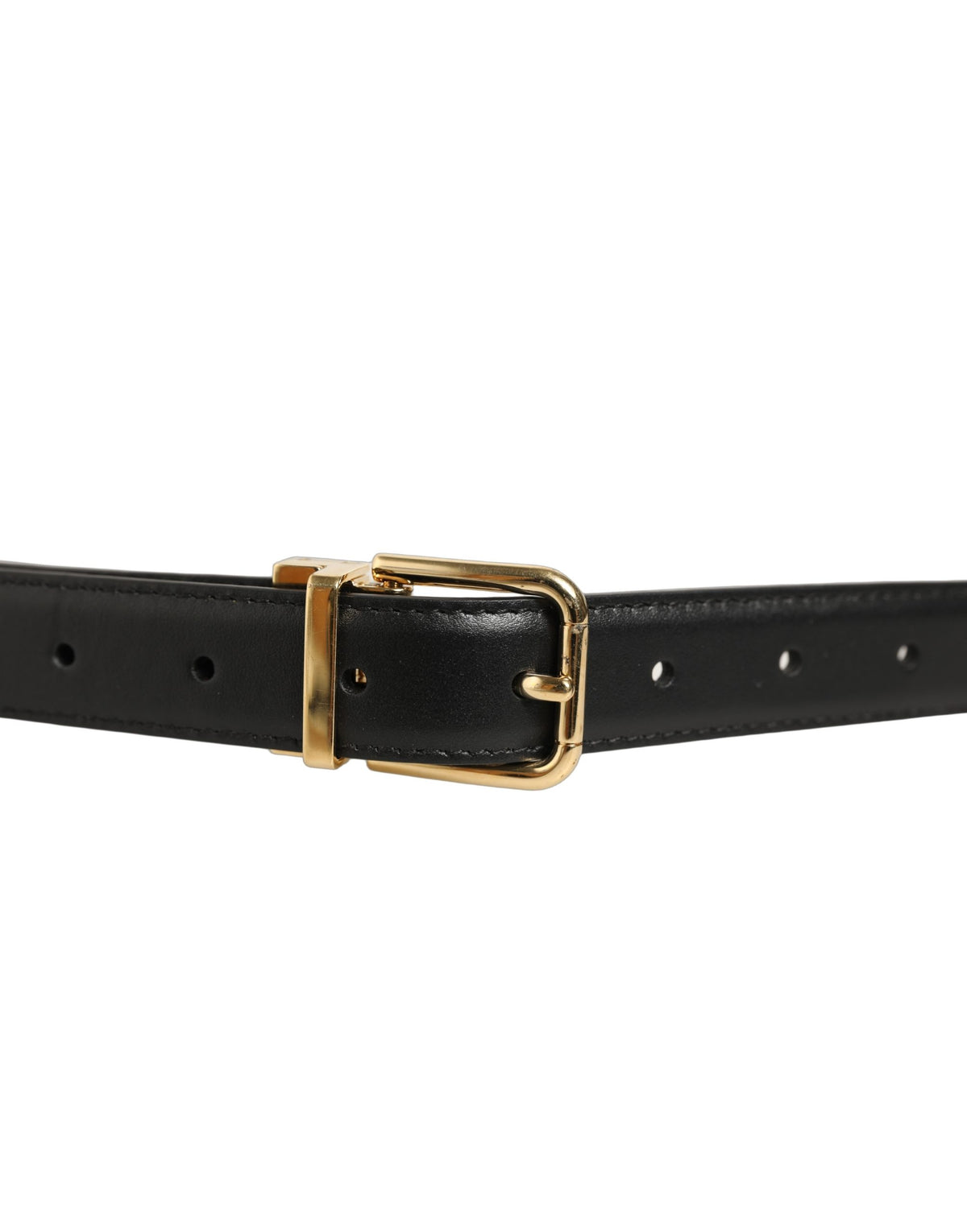 Dolce & Gabbana Black Leather Double Wrap Metal Buckle Belt