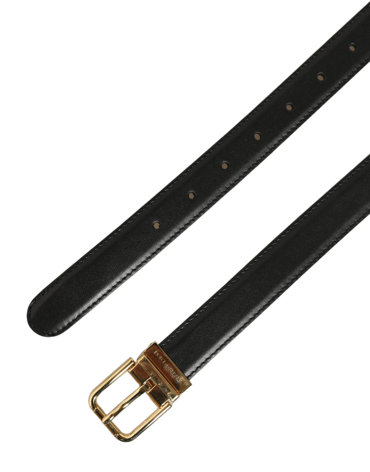 Dolce & Gabbana Black Leather Double Wrap Metal Buckle Belt