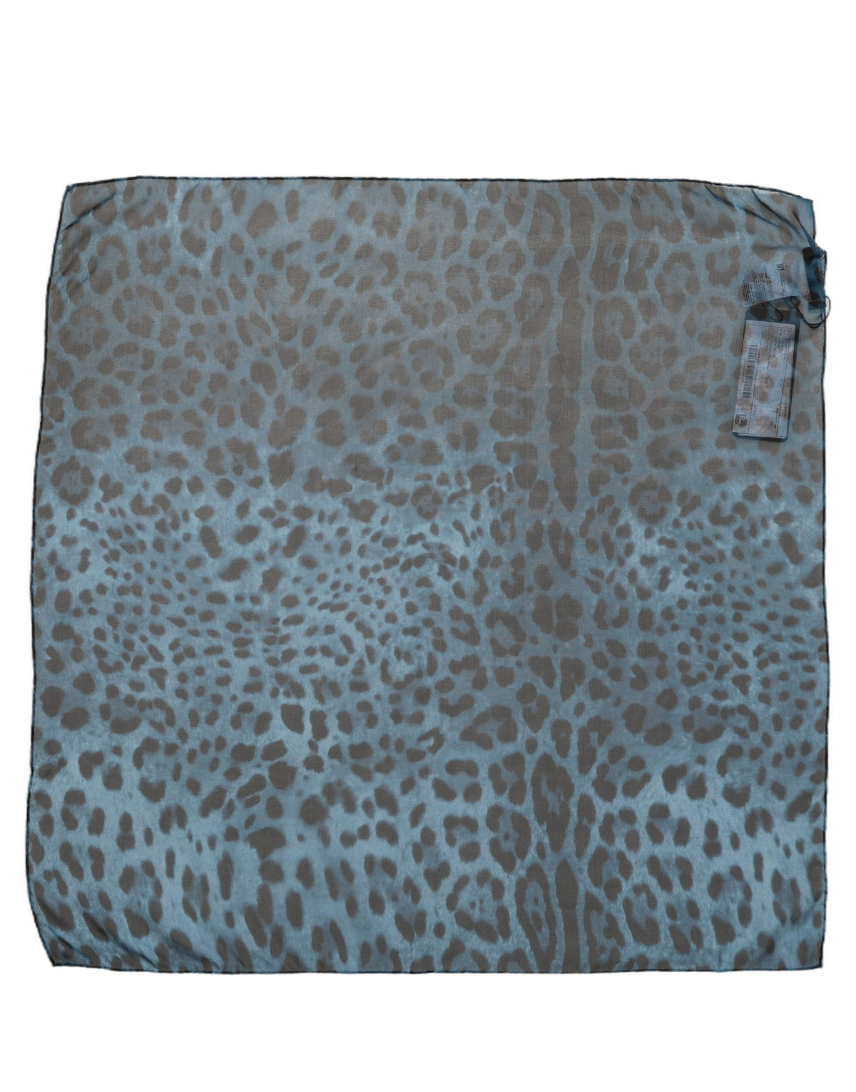 Dolce & Gabbana Blue Leopard Print Silk Square Foulard Scarf