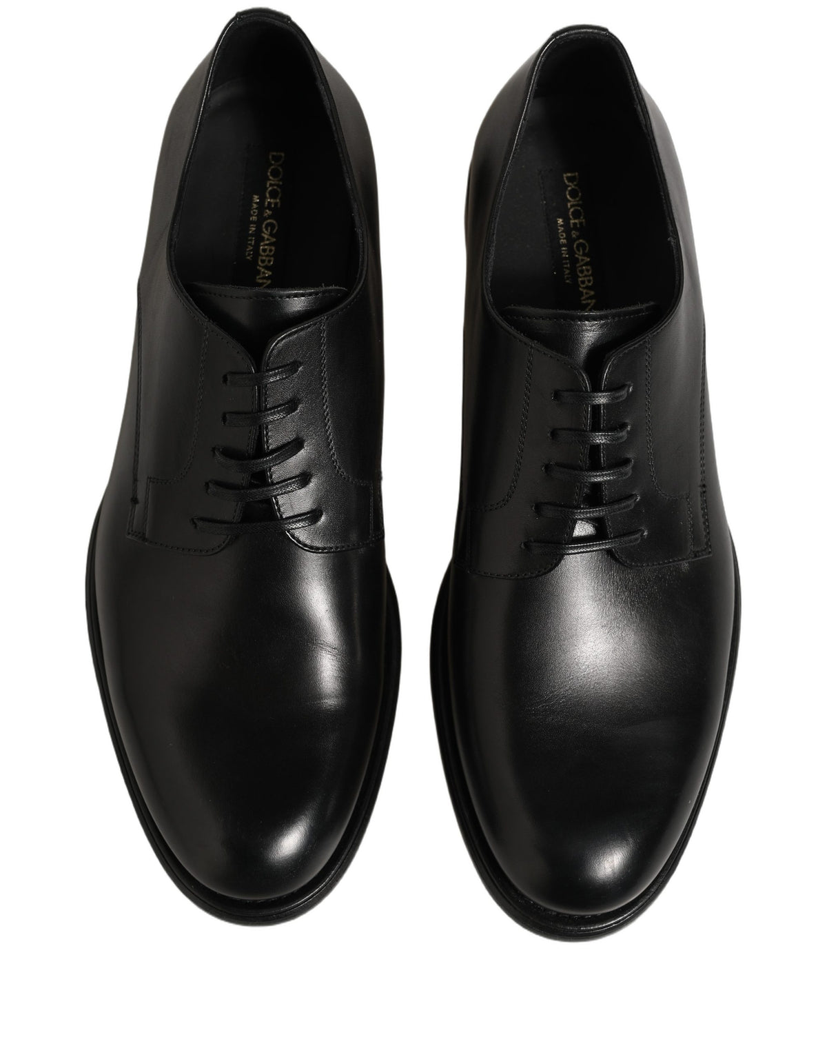 Dolce & Gabbana Black Calfskin Leather Derby Men Dress Shoes