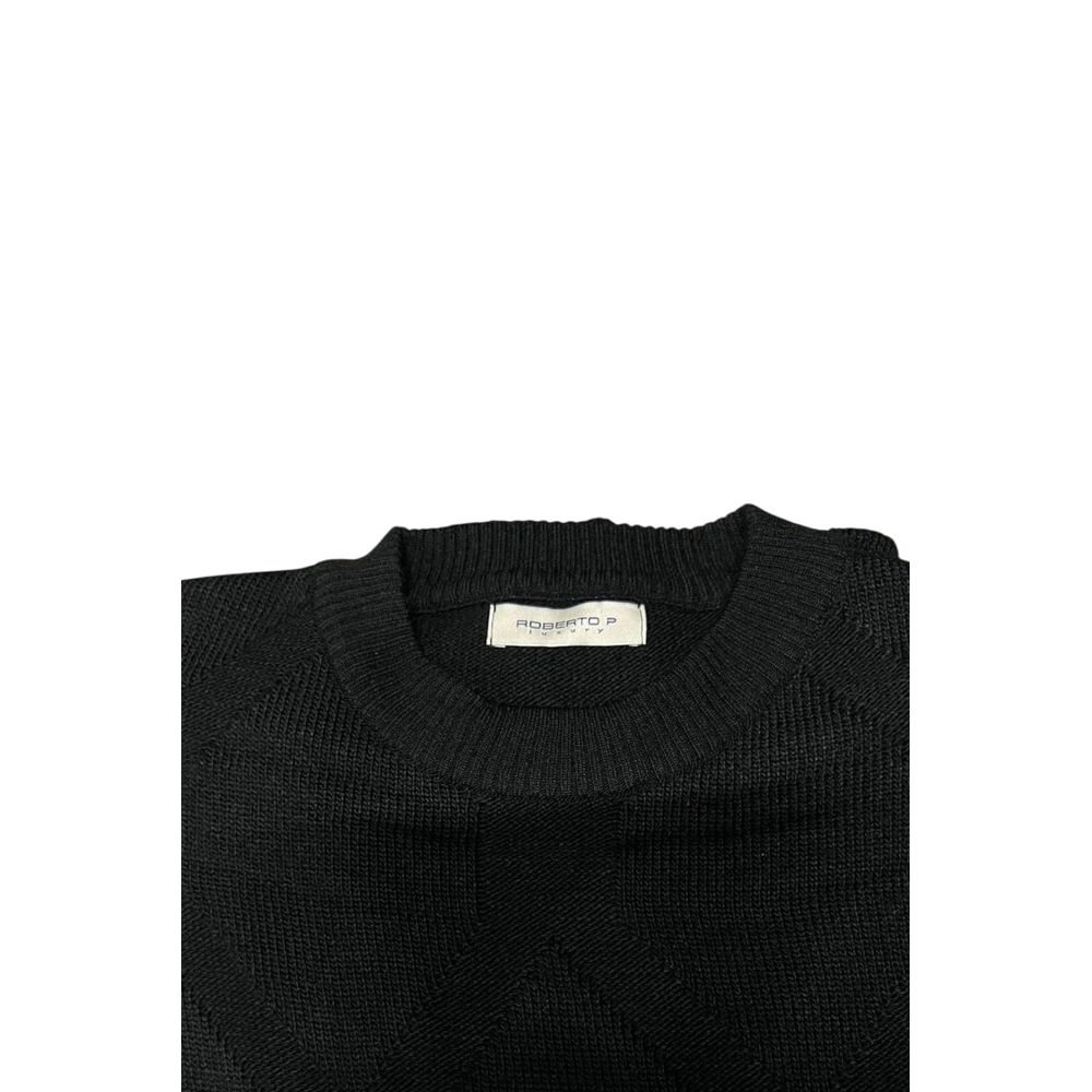 Roberto Pepe Luxury Black Wool Men Sweater