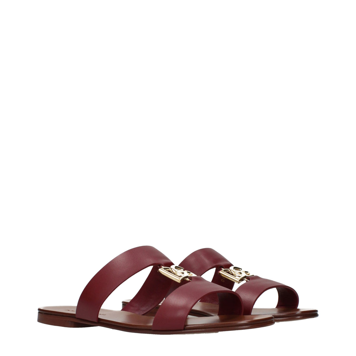 Dolce & Gabbana Red Leather Slippers