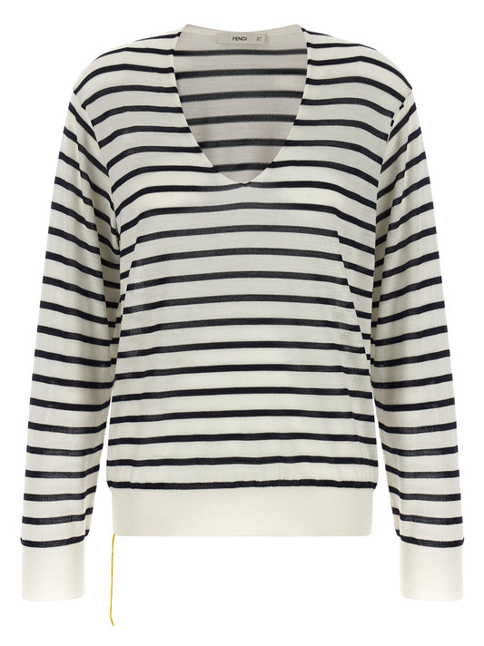 Fendi Bicolor Virgin Wool Cardigan