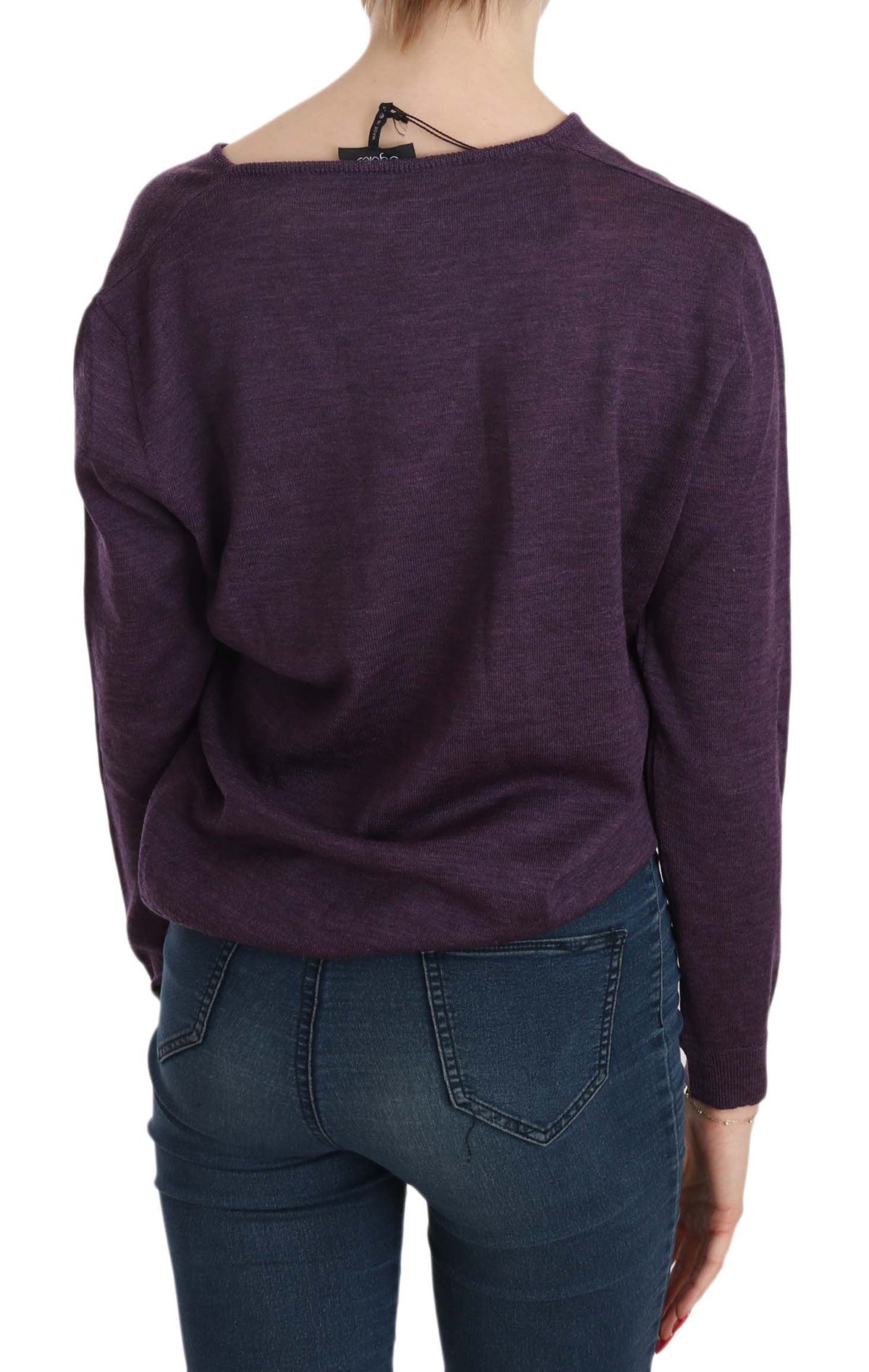 BYBLOS Purple V-neck Long Sleeve Pullover Top