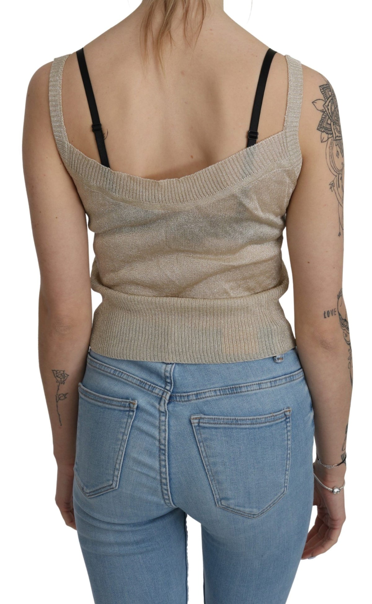 BYBLOS Beige Sleeveless Spaghetti Strap Tank See Through Top