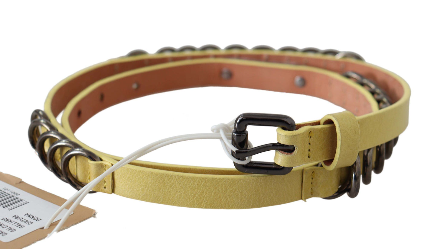 John Galliano Chic Yellow Leather Skinny Belt